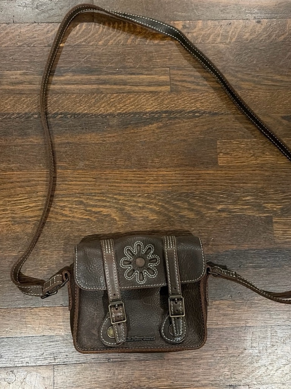 Dr Martins Floral Brown Leather Crossbody Bag